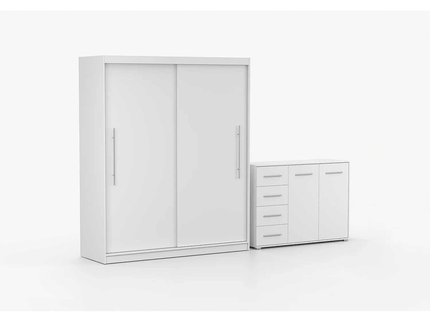 Ensemble armoire Miralys avec commode Ilario - Blanc