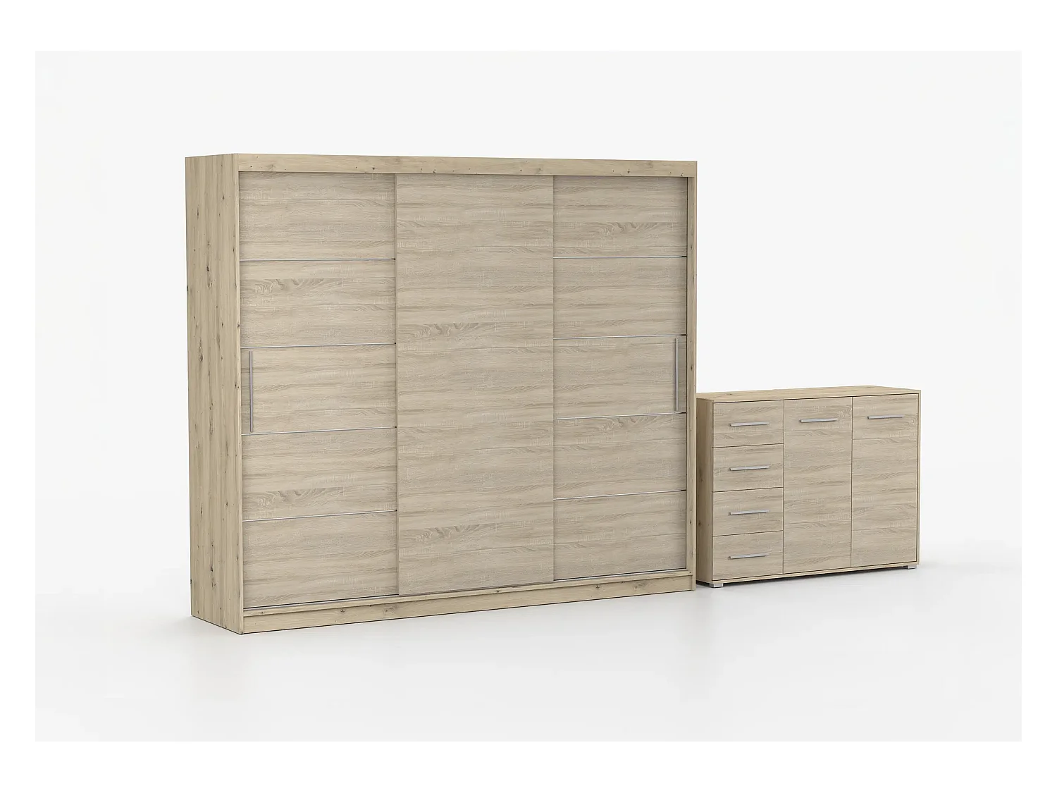 Ensemble armoire Thalia et commode Ilario - Artisan - Chêne