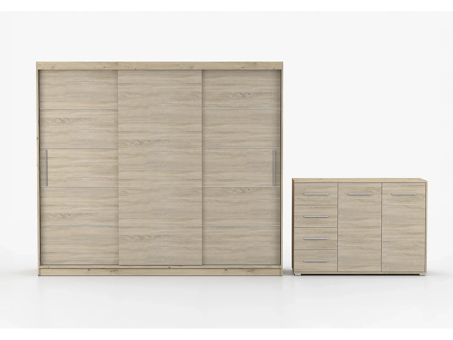 Ensemble armoire Thalia et commode Ilario - Artisan - Chêne