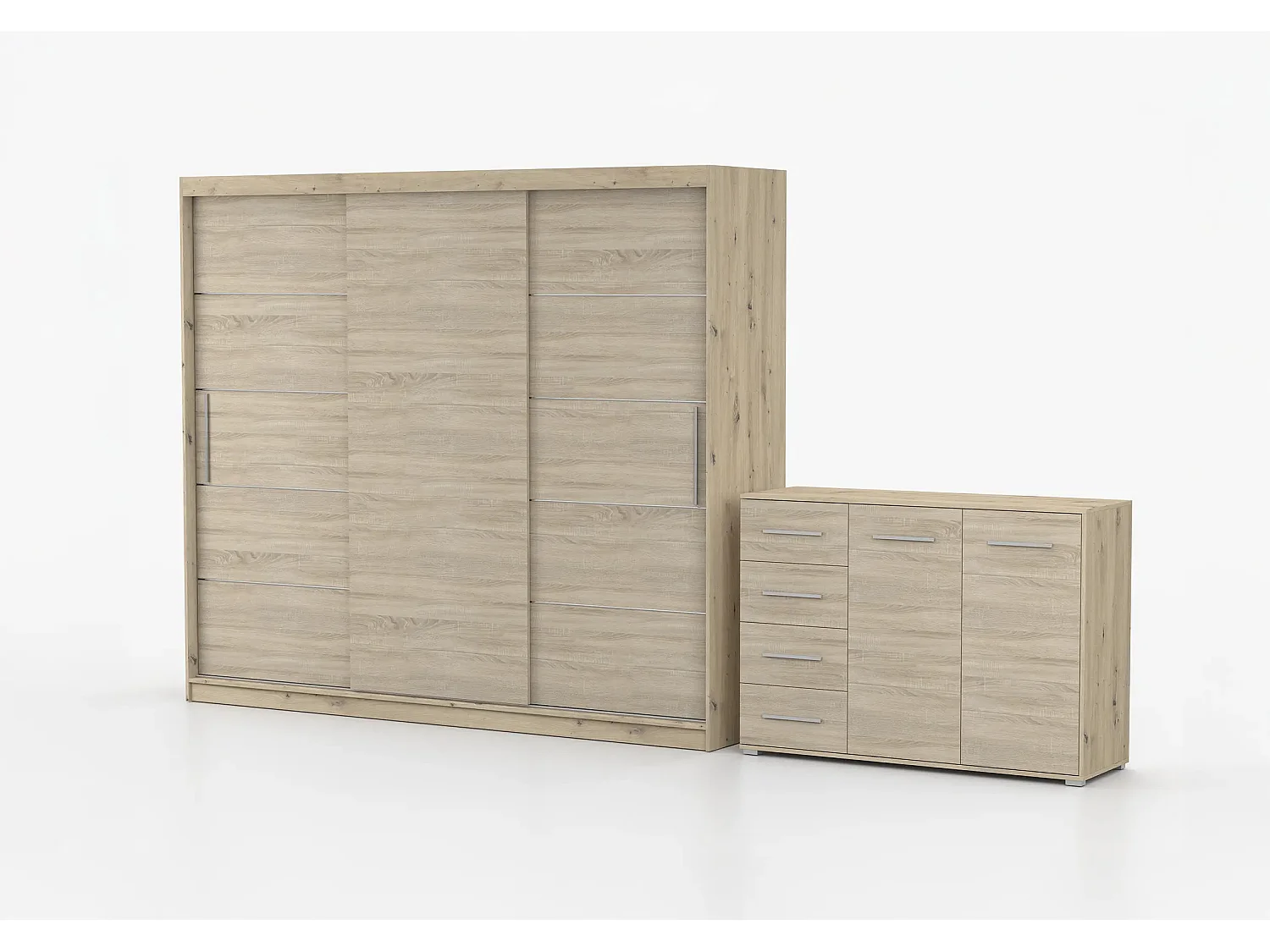 Ensemble armoire Thalia et commode Ilario - Artisan - Chêne