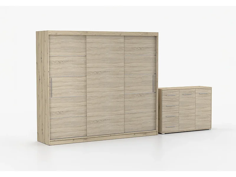 Ensemble armoire Thalia et commode Ilario - Artisan - Chêne