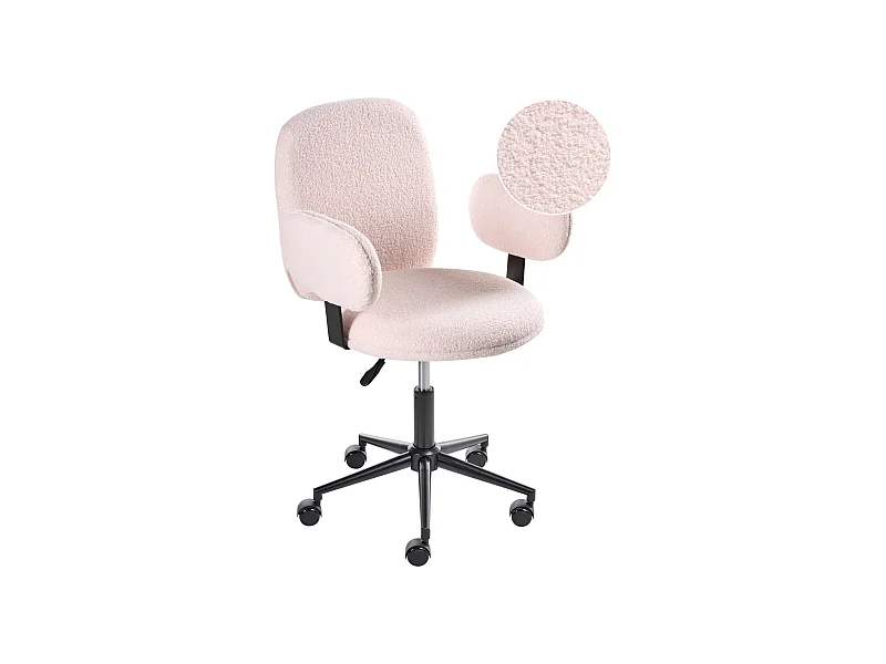 Chaise de bureau MORAGA Bouclé Rose pastel