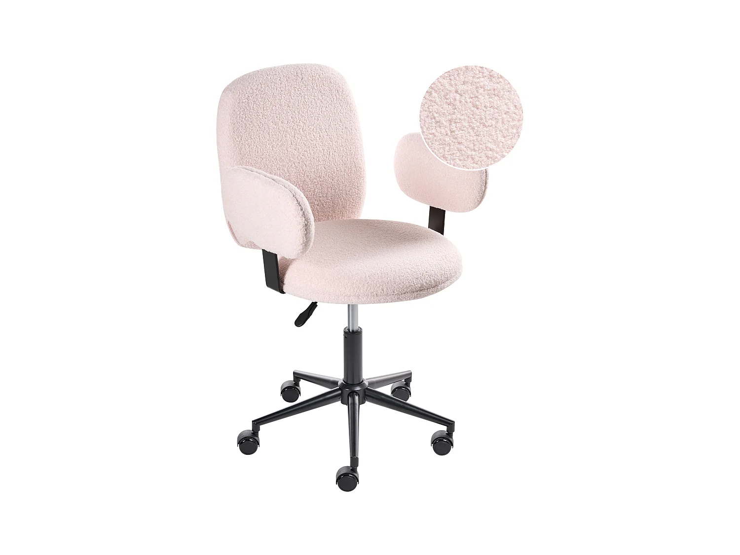 Chaise de bureau MORAGA Bouclé Rose pastel