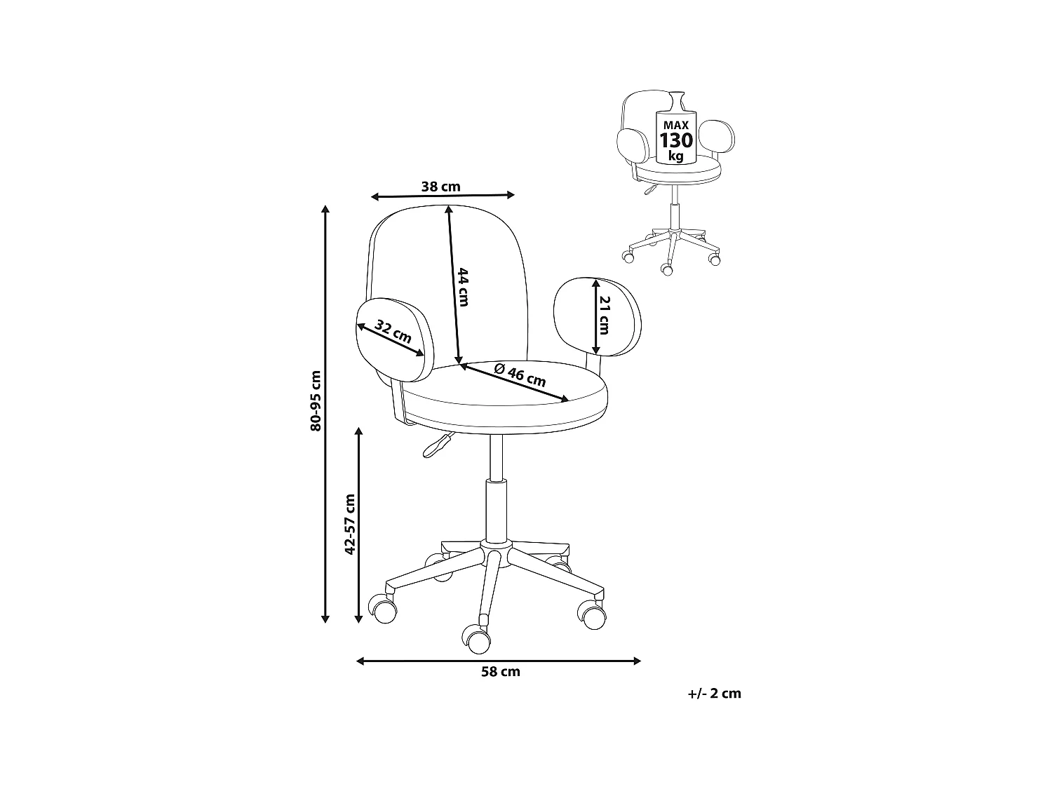 Chaise de bureau MORAGA Bouclé Rose pastel
