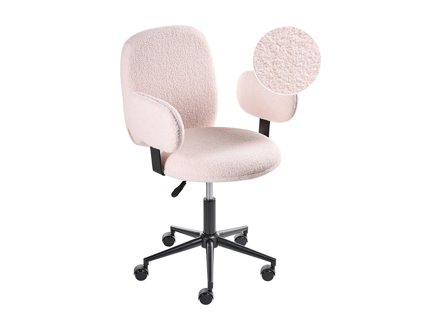 Chaise de bureau MORAGA Bouclé Rose pastel