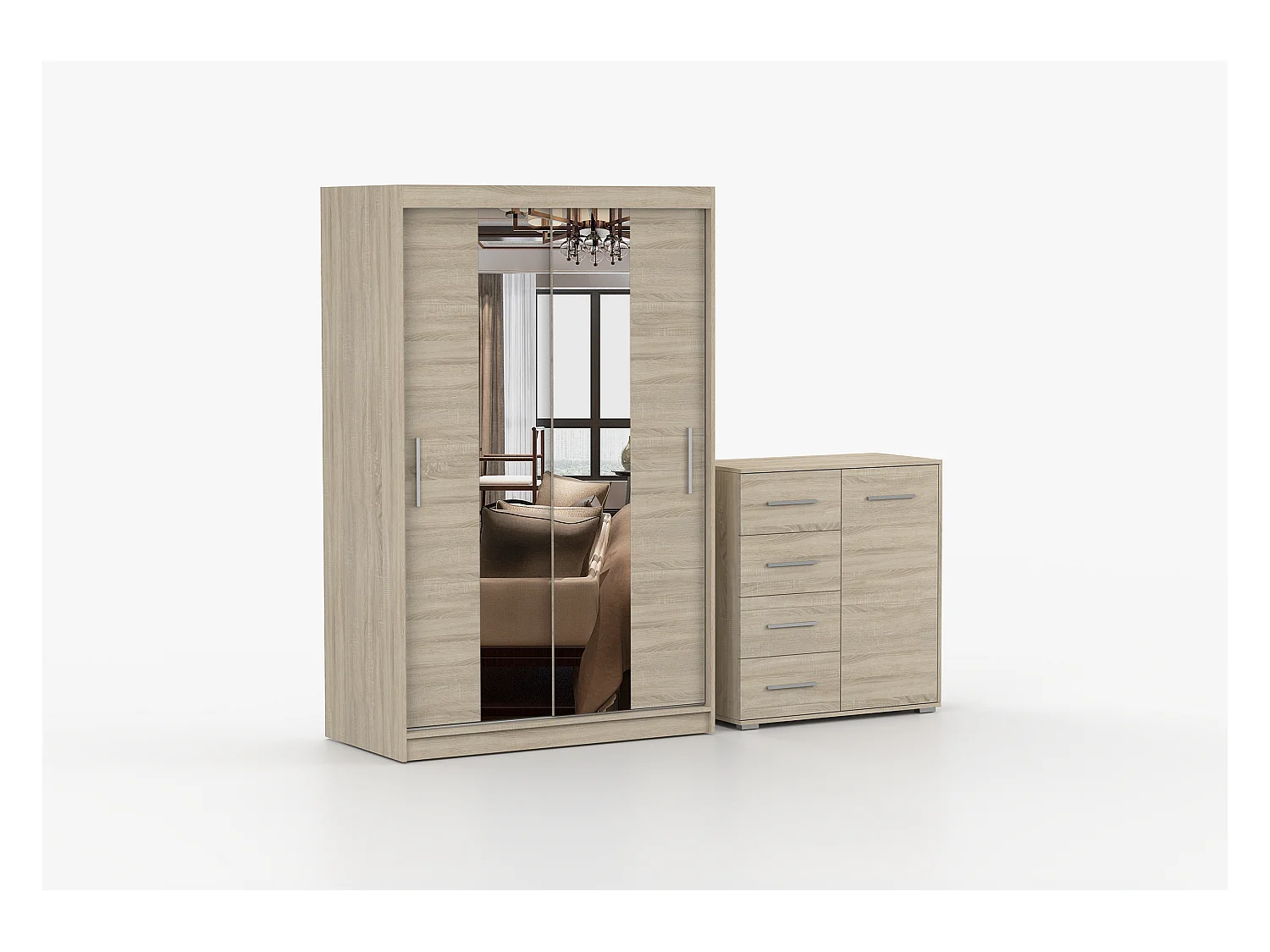 Ensemble armoire Danae et commode Ilario - Chêne