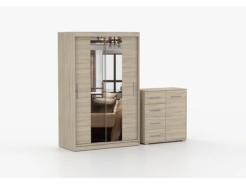 Ensemble armoire Danae et commode Ilario - Chêne