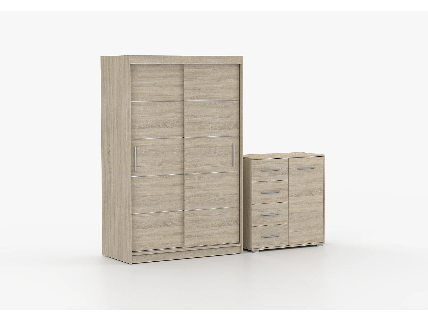 Ensemble armoire Lilwenn et commode Ilario - Chêne