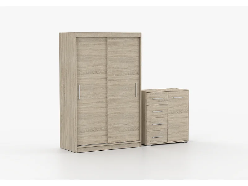 Ensemble armoire Yvae et commode Ilario - Chêne