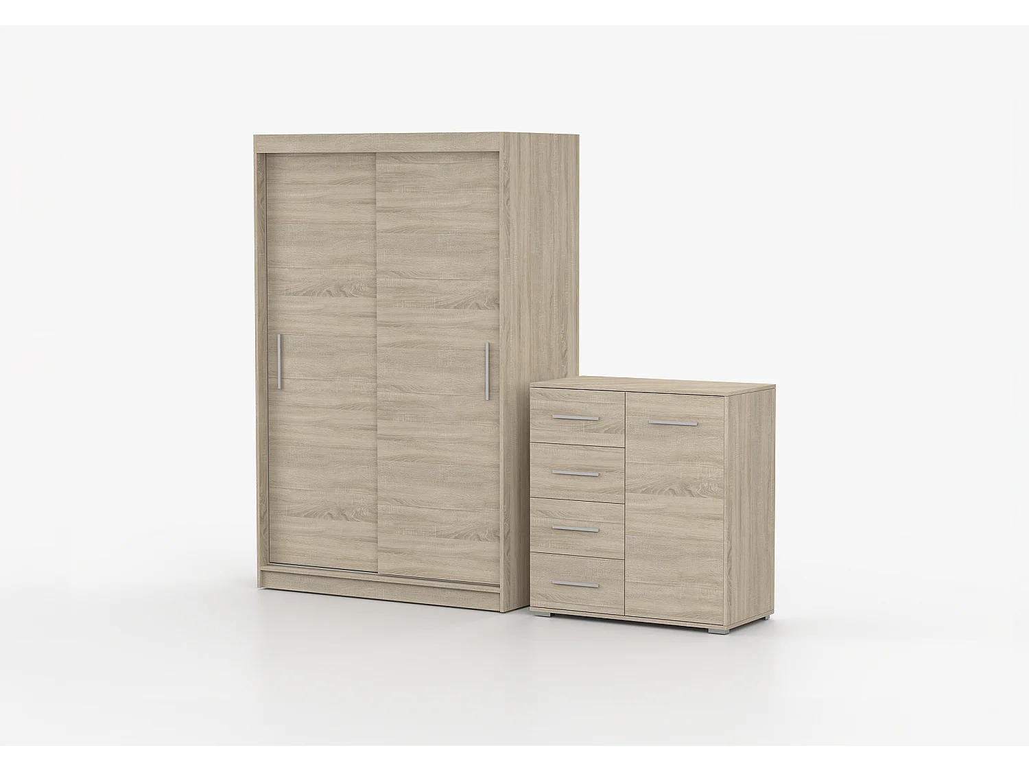 Ensemble armoire Yvae et commode Ilario - Chêne