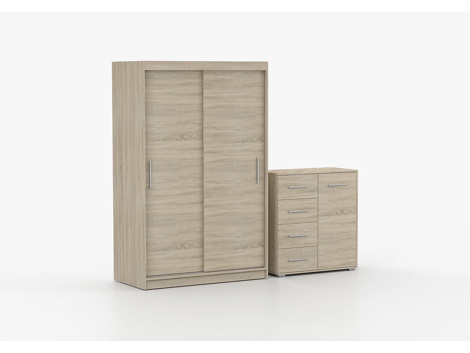 Ensemble armoire Yvae et commode Ilario - Chêne