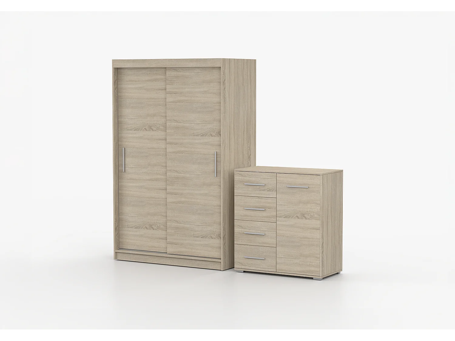 Ensemble armoire Yvae et commode Ilario - Chêne