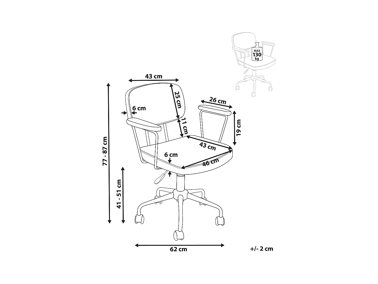 Chaise de bureau ALGERITA Tissu Gris clair