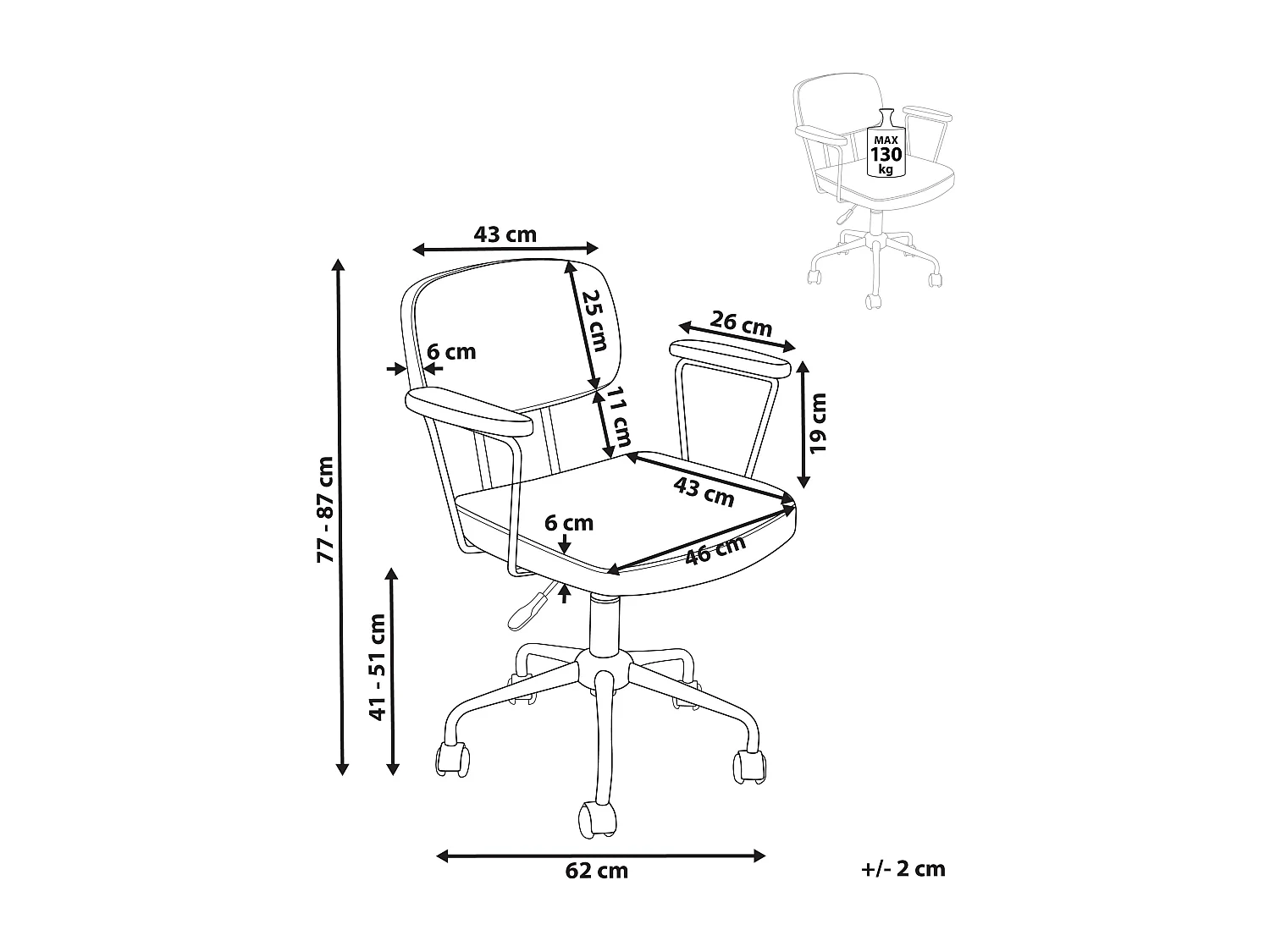 Chaise de bureau ALGERITA Tissu Gris clair