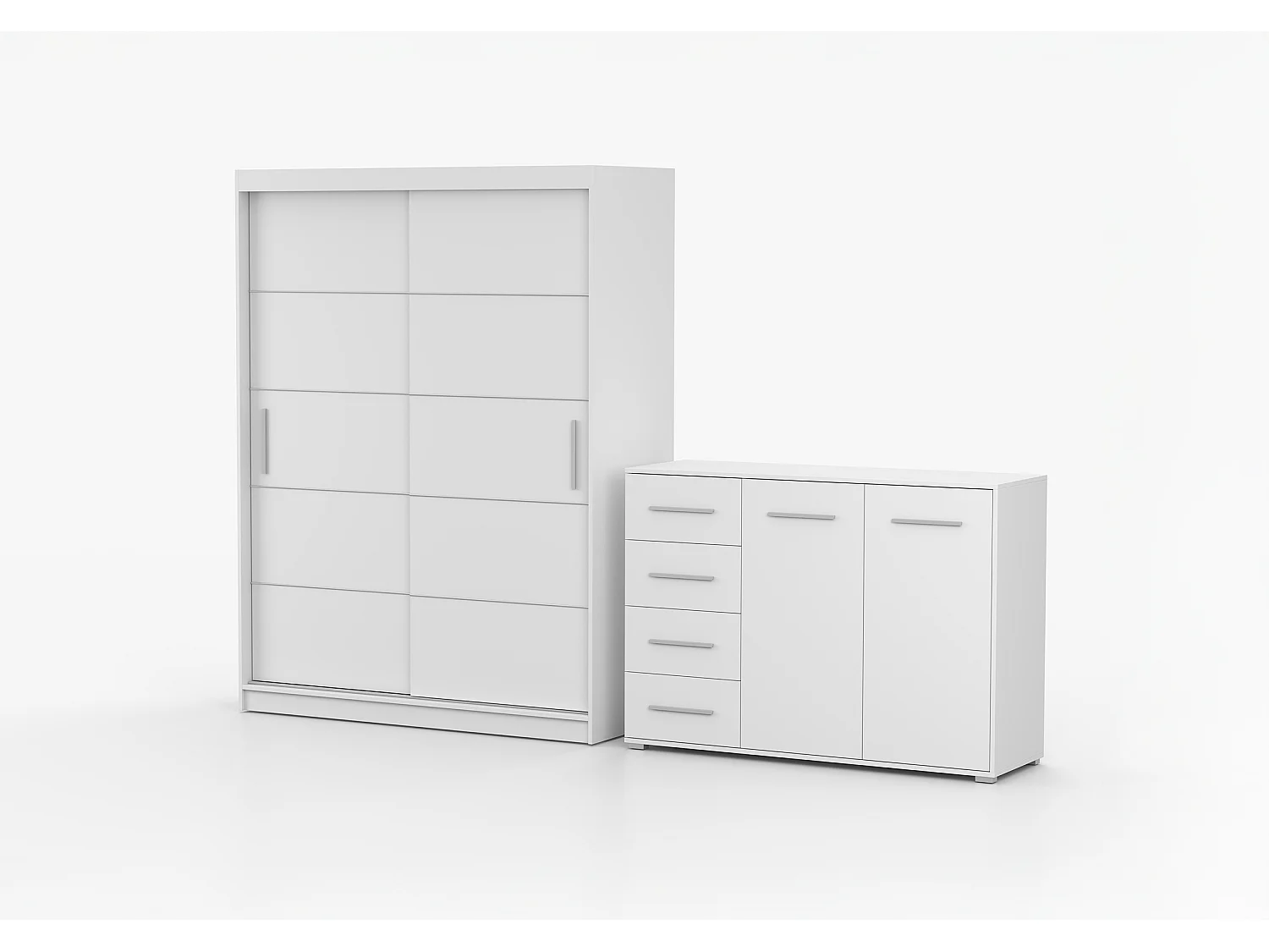 Ensemble armoire Lilwenn et commode Ilario - Blanc