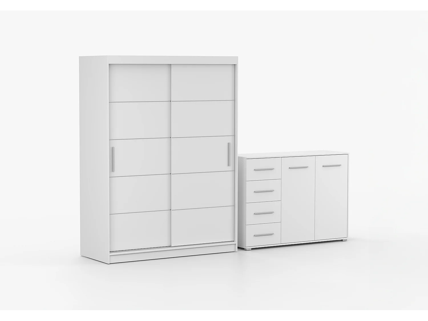 Ensemble armoire Lilwenn et commode Ilario - Blanc