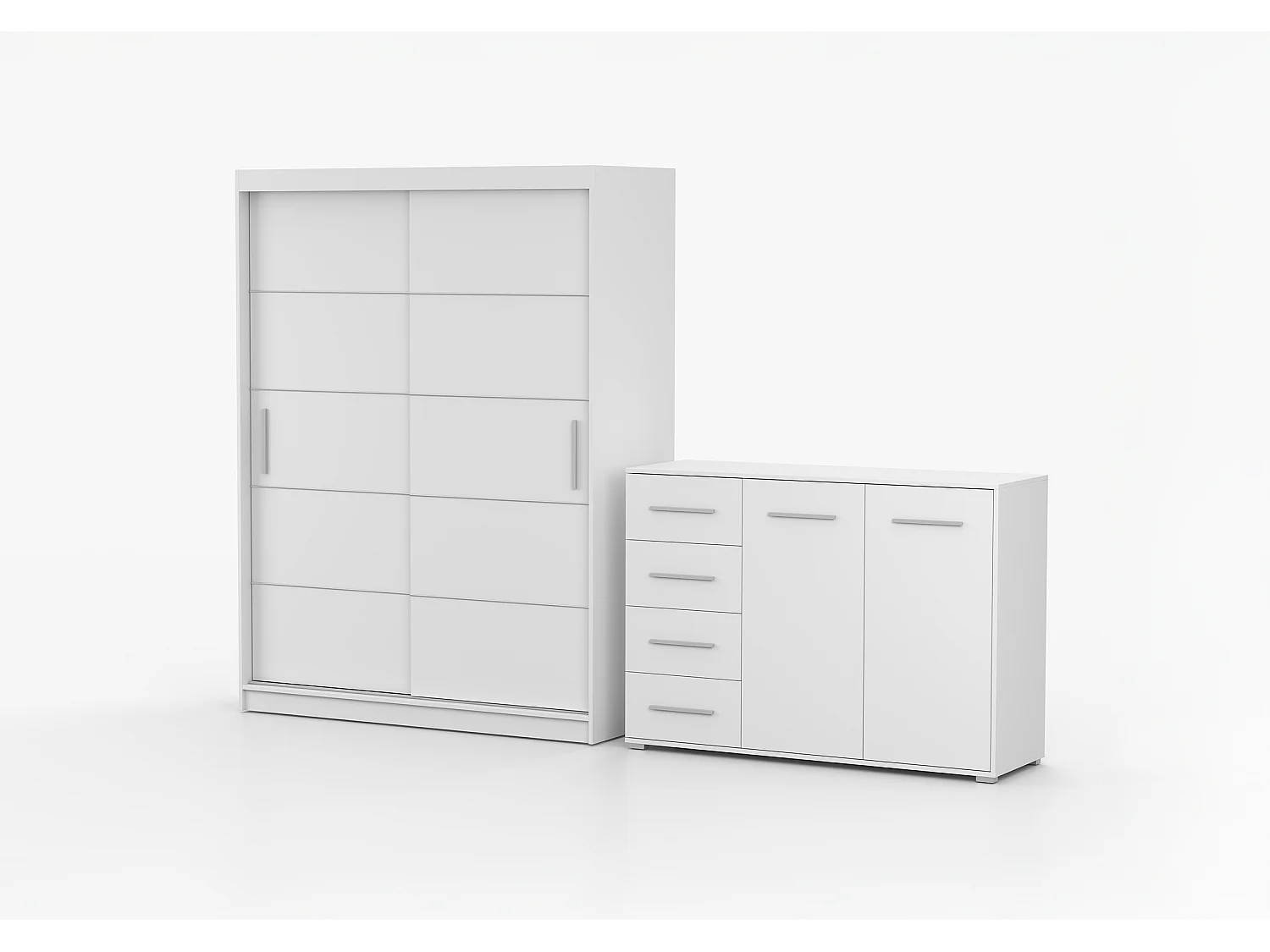 Ensemble armoire Lilwenn et commode Ilario - Blanc