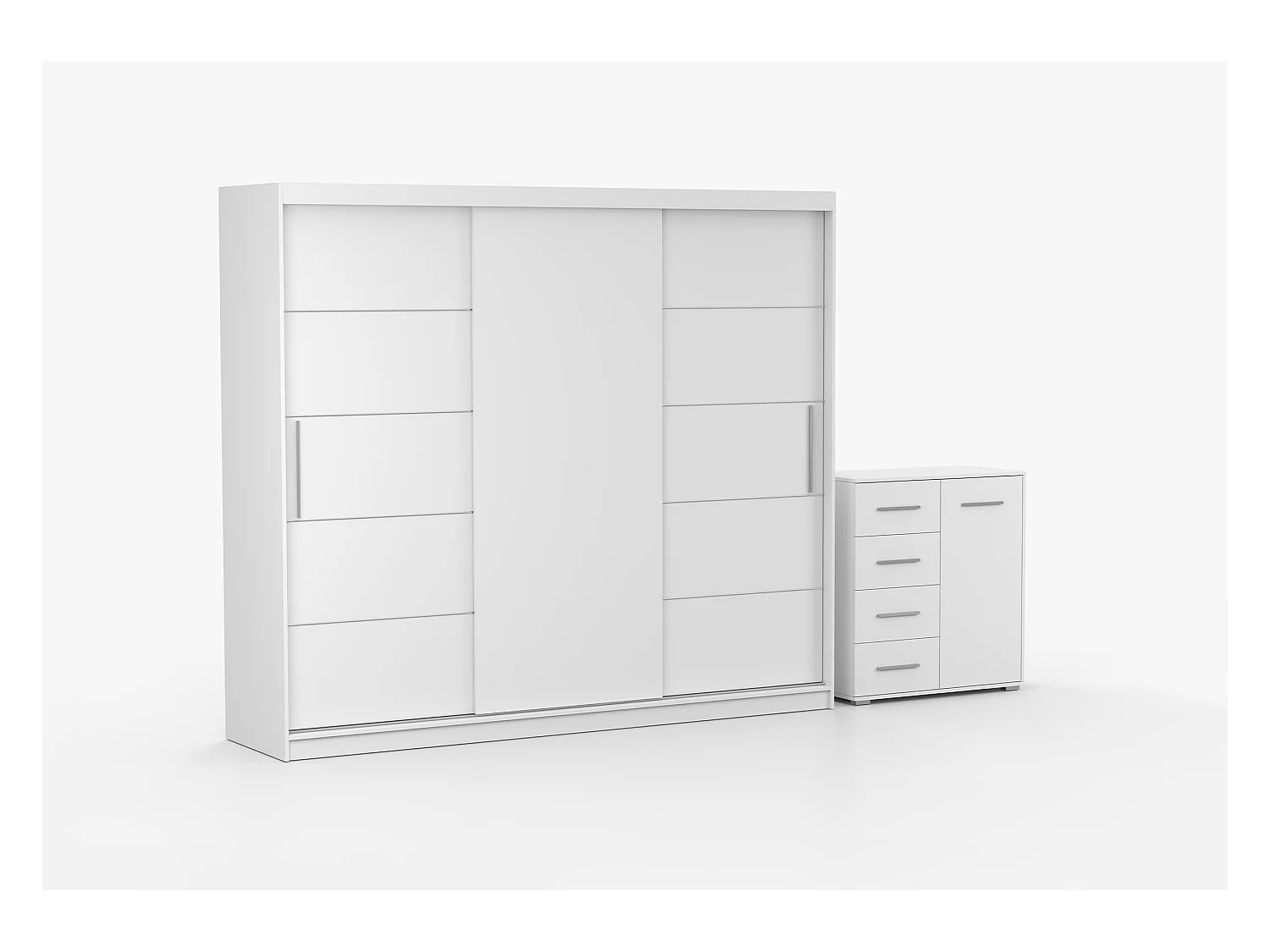 Ensemble armoire Thalia avec commode Ilario - Blanc