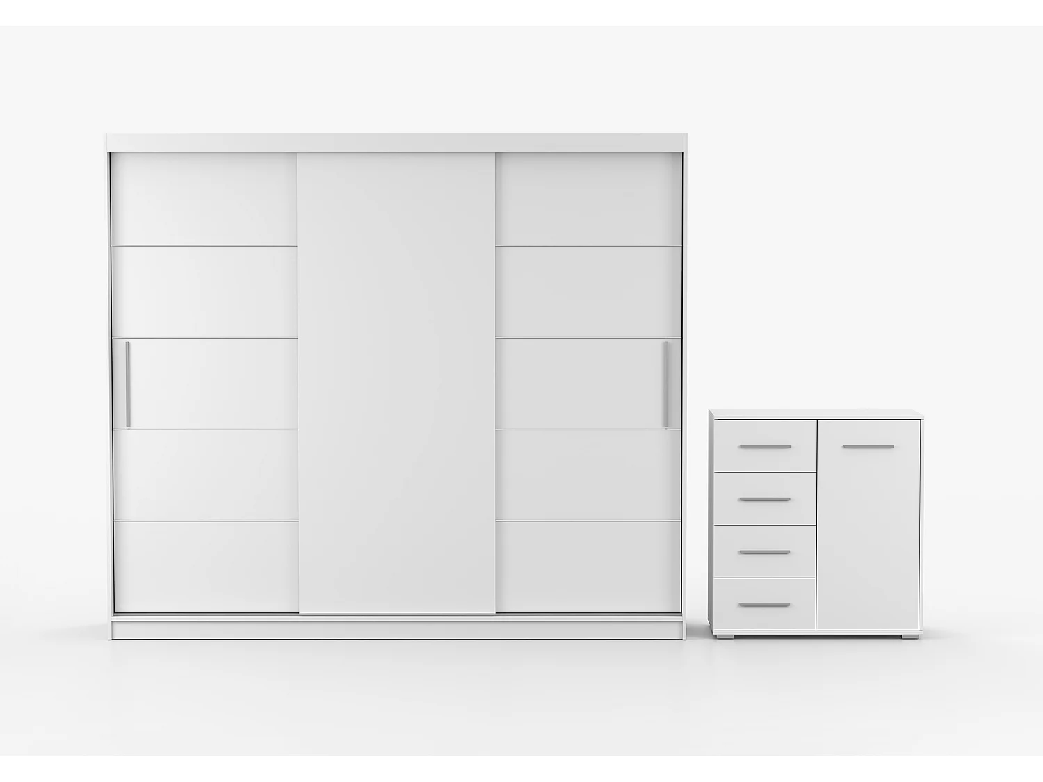 Ensemble armoire Thalia avec commode Ilario - Blanc