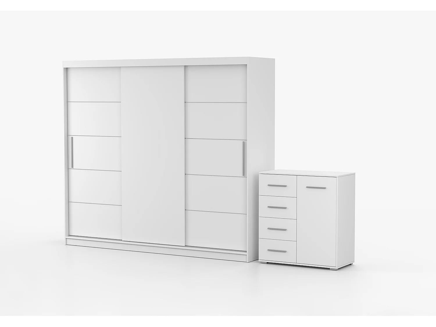 Ensemble armoire Thalia avec commode Ilario - Blanc