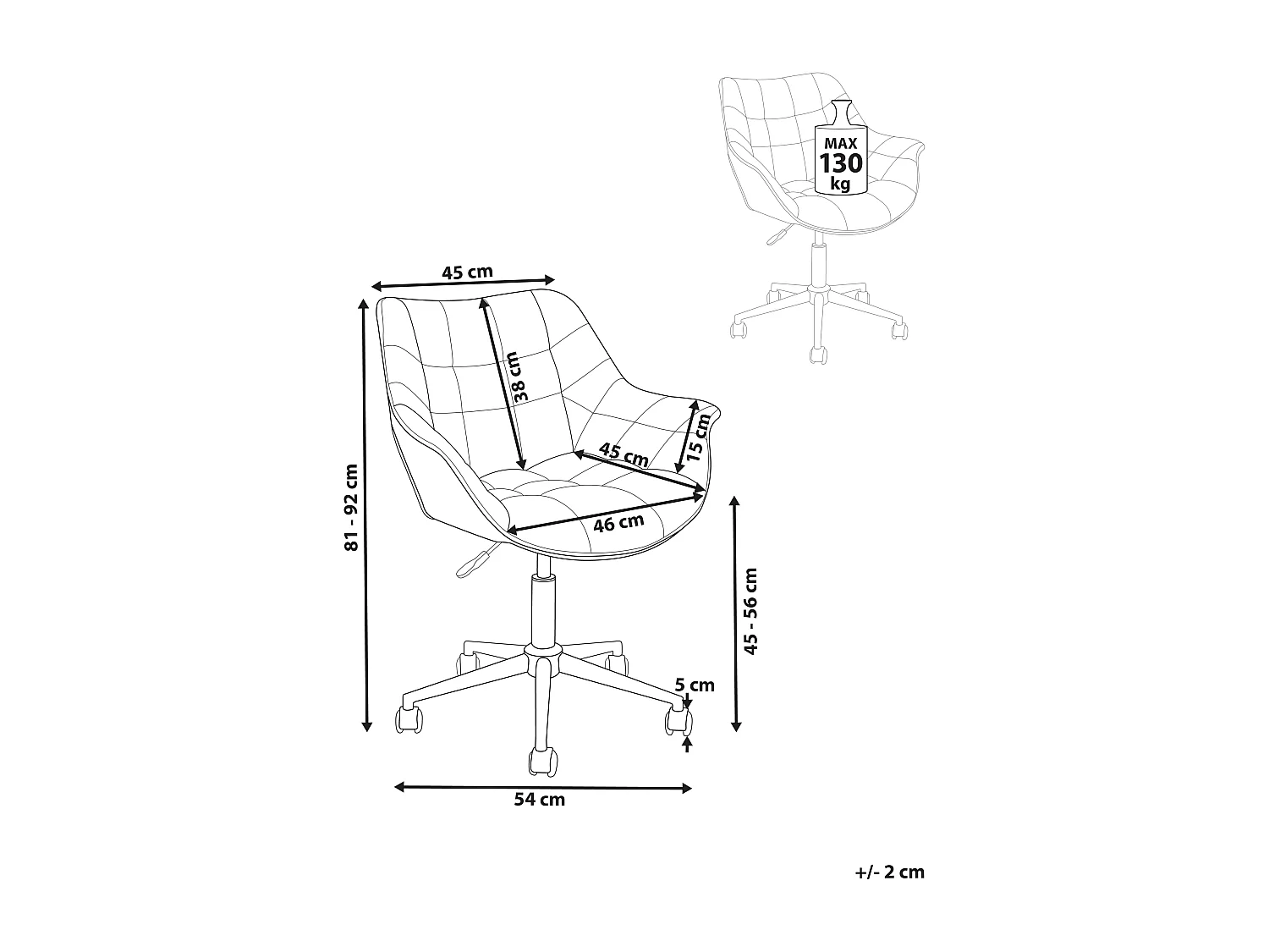 Chaise de bureau LABELLE Velours Bleu marine