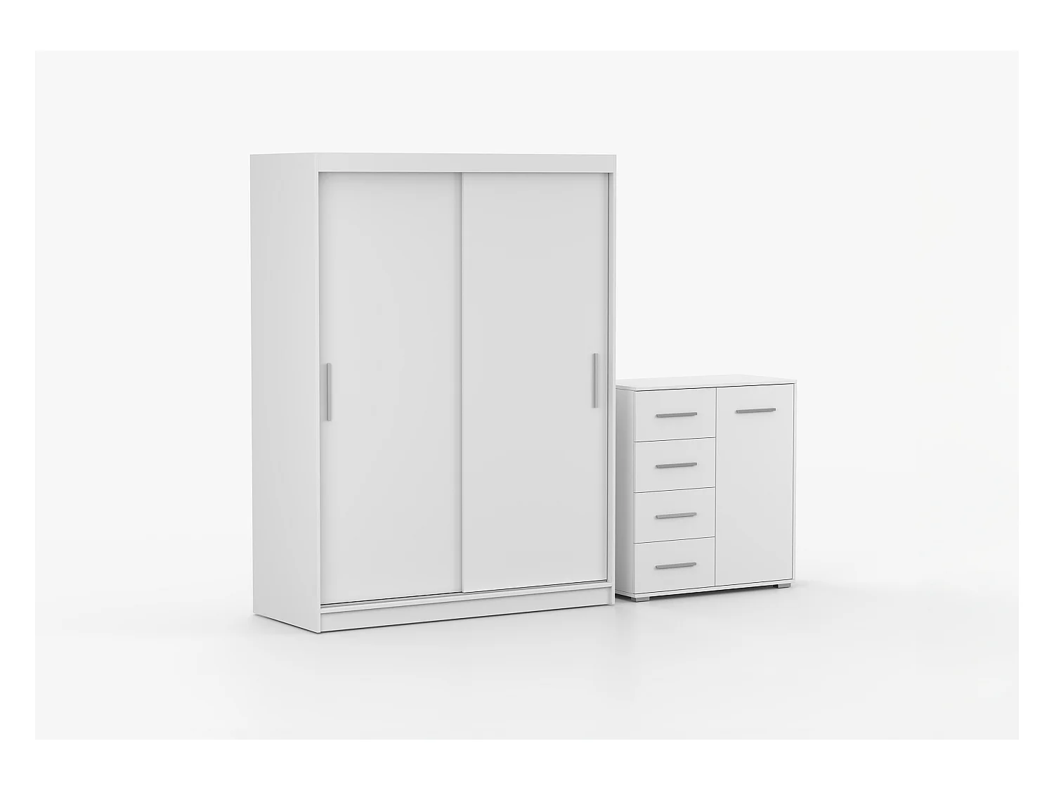 Ensemble armoire Elsinore et commode Ilario - Blanc