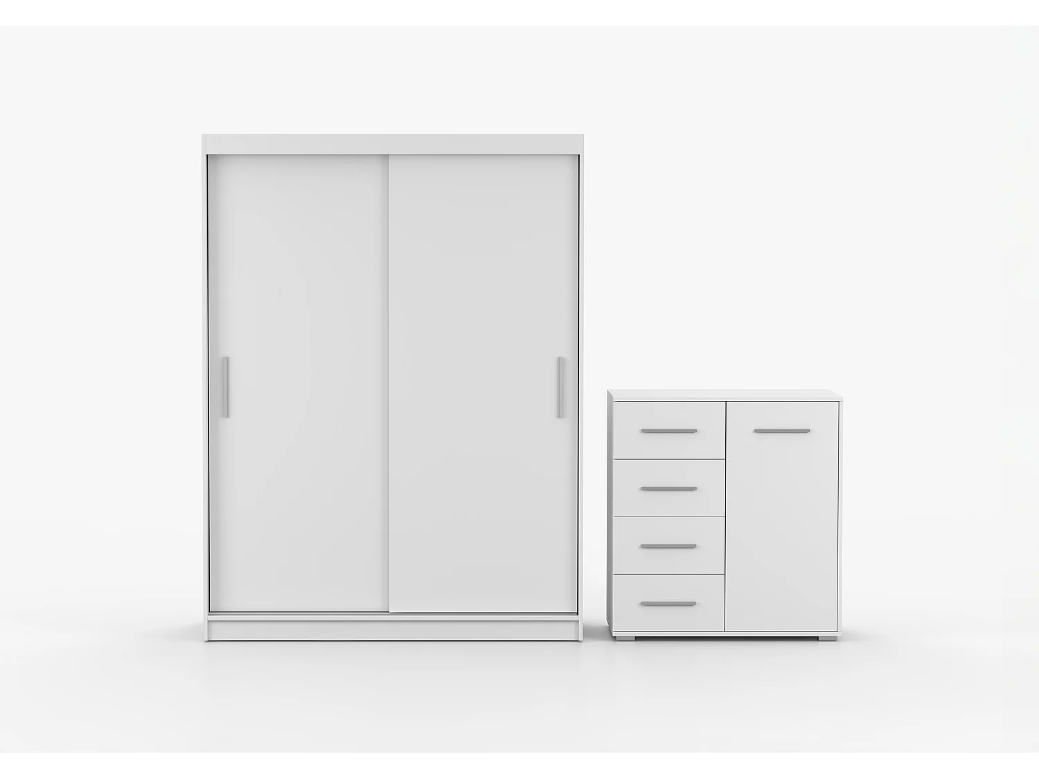 Ensemble armoire Elsinore et commode Ilario - Blanc