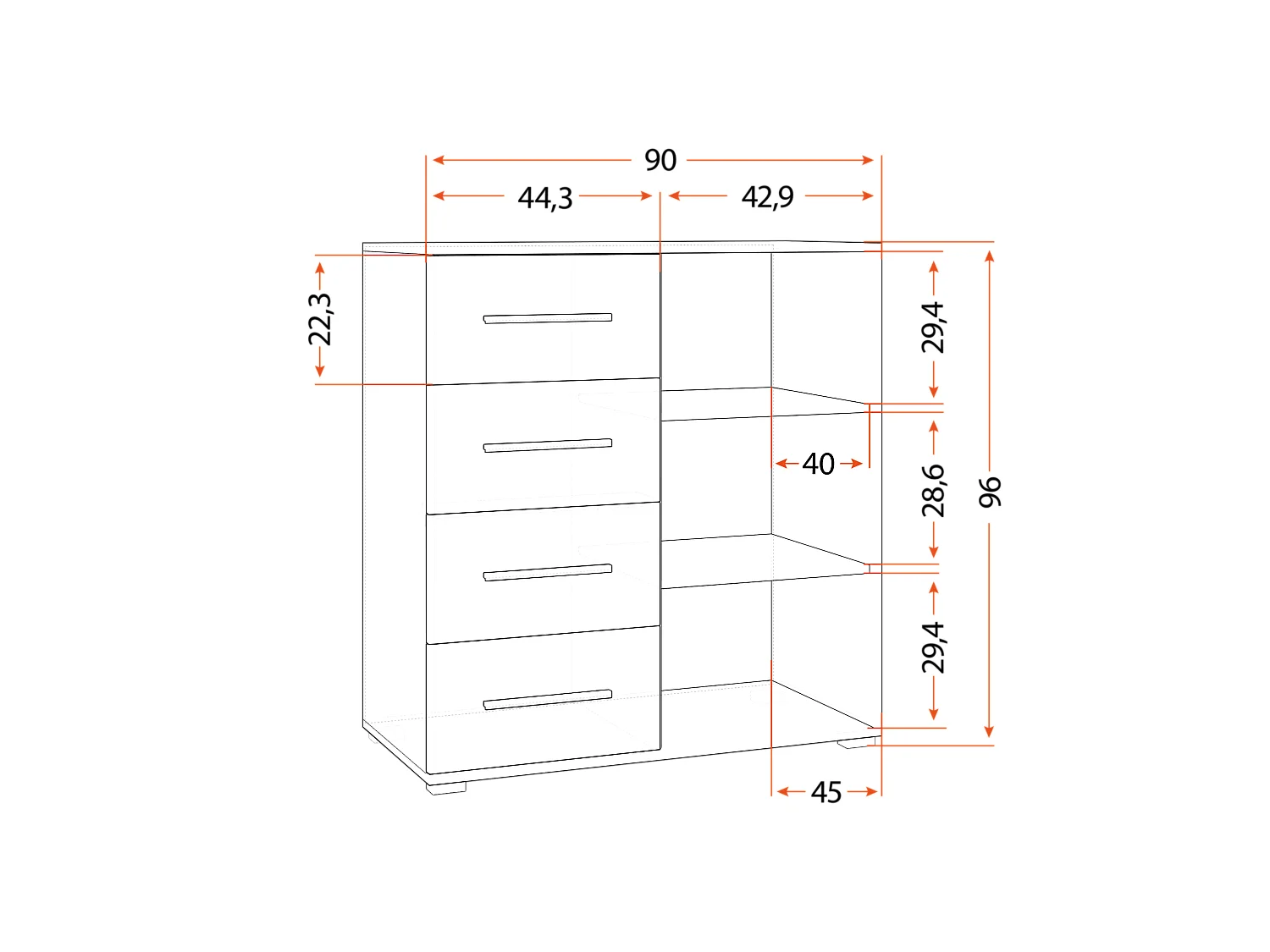 Ensemble armoire Elsinore et commode Ilario - Blanc