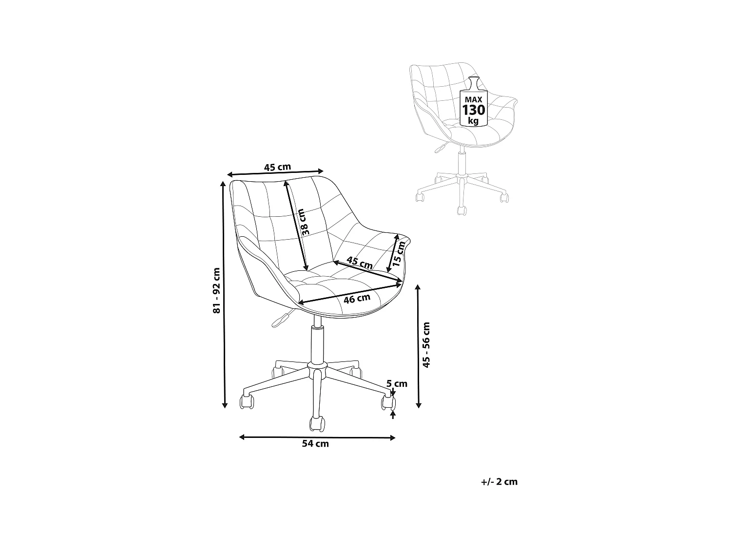 Chaise de bureau LABELLE Velours Bleu clair
