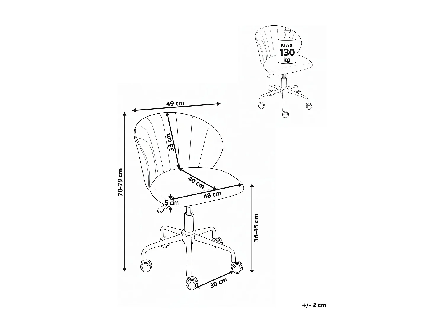 Chaise de bureau CHEERFUL Velours Blanc cassé