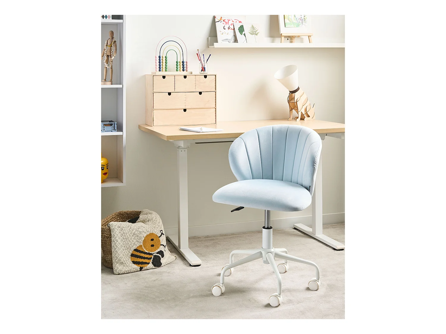 Chaise de bureau CHEERFUL Velours Bleu clair