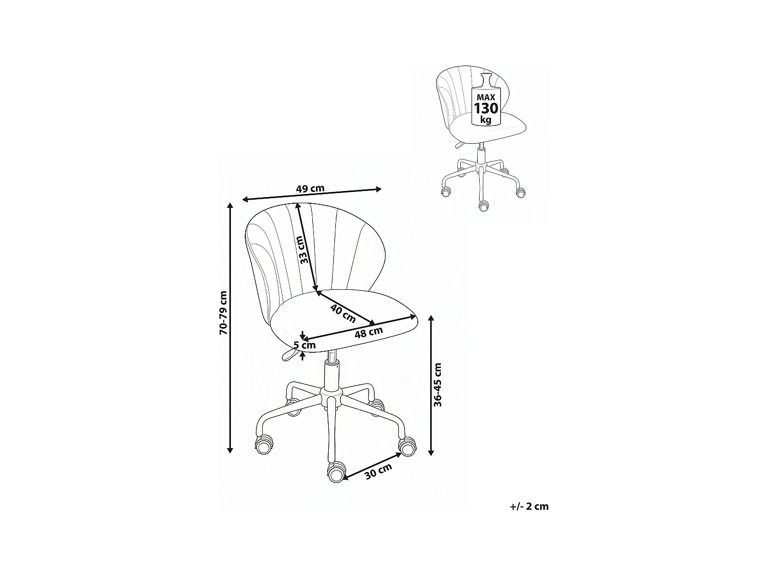 Chaise de bureau CHEERFUL Velours Bleu clair