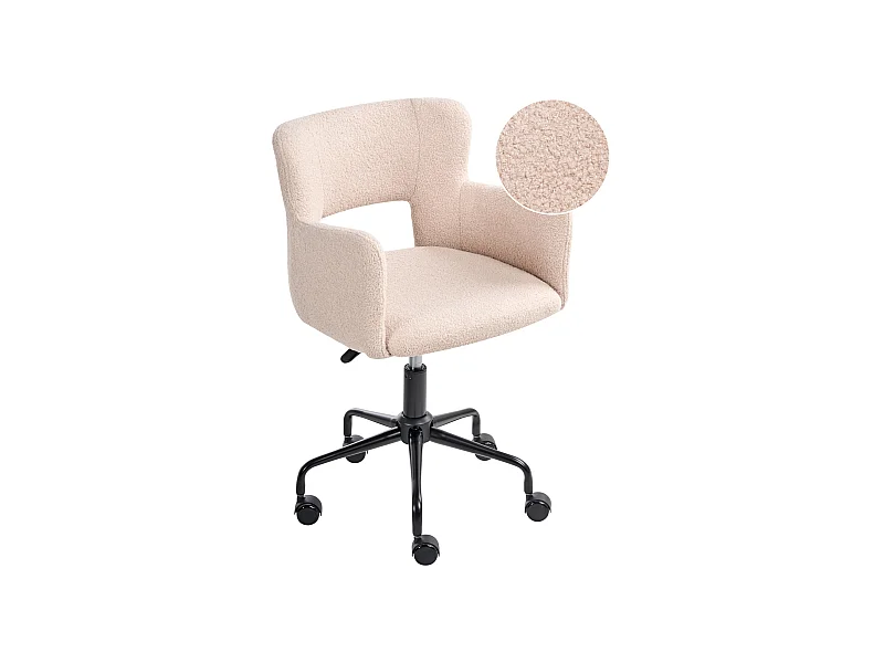 Chaise de bureau SANILAC Bouclé Beige