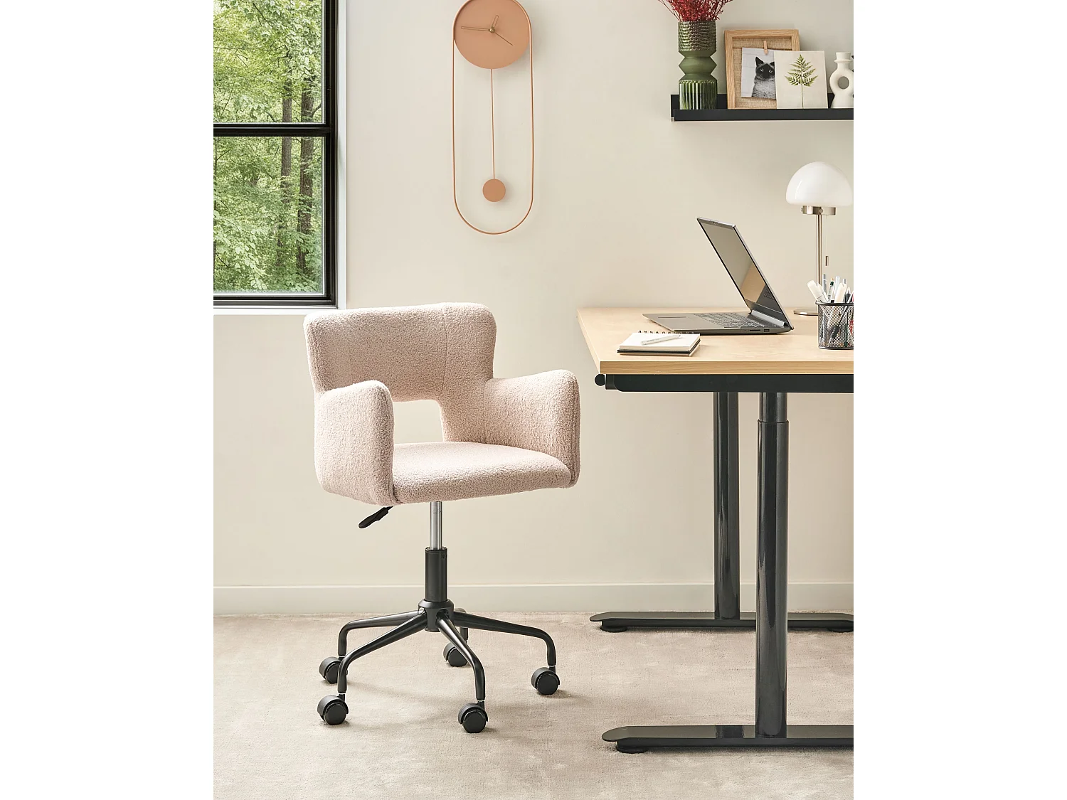Chaise de bureau SANILAC II Bouclé Beige