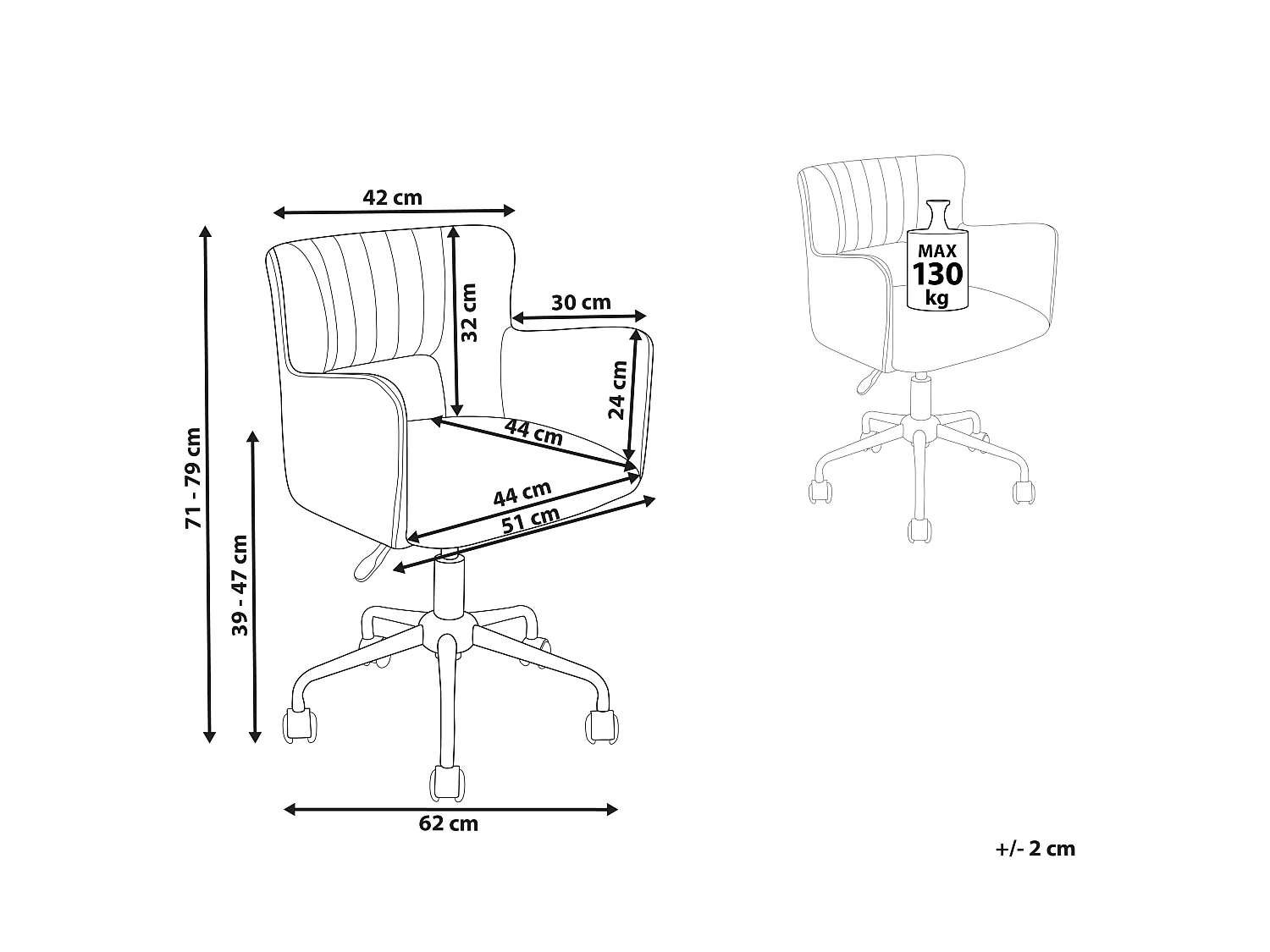 Chaise de bureau SANILAC II Bouclé Beige