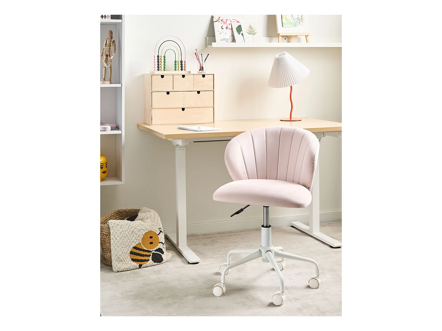 Chaise de bureau CHEERFUL Velours Rose pastel