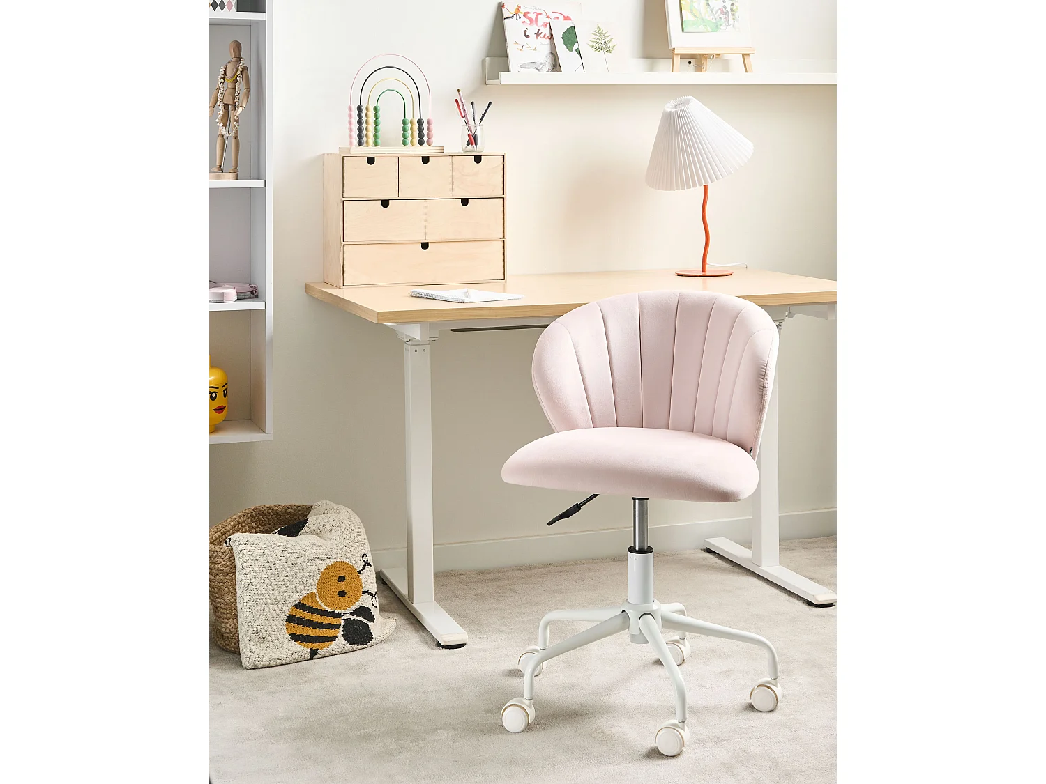 Chaise de bureau CHEERFUL Velours Rose pastel