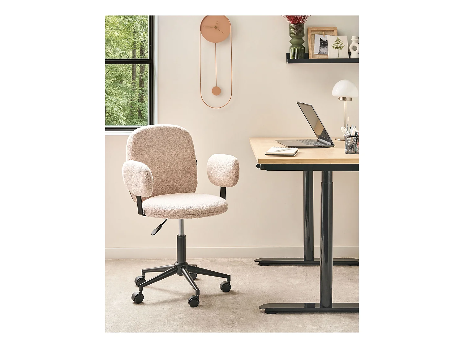 Chaise de bureau MORAGA Bouclé Beige