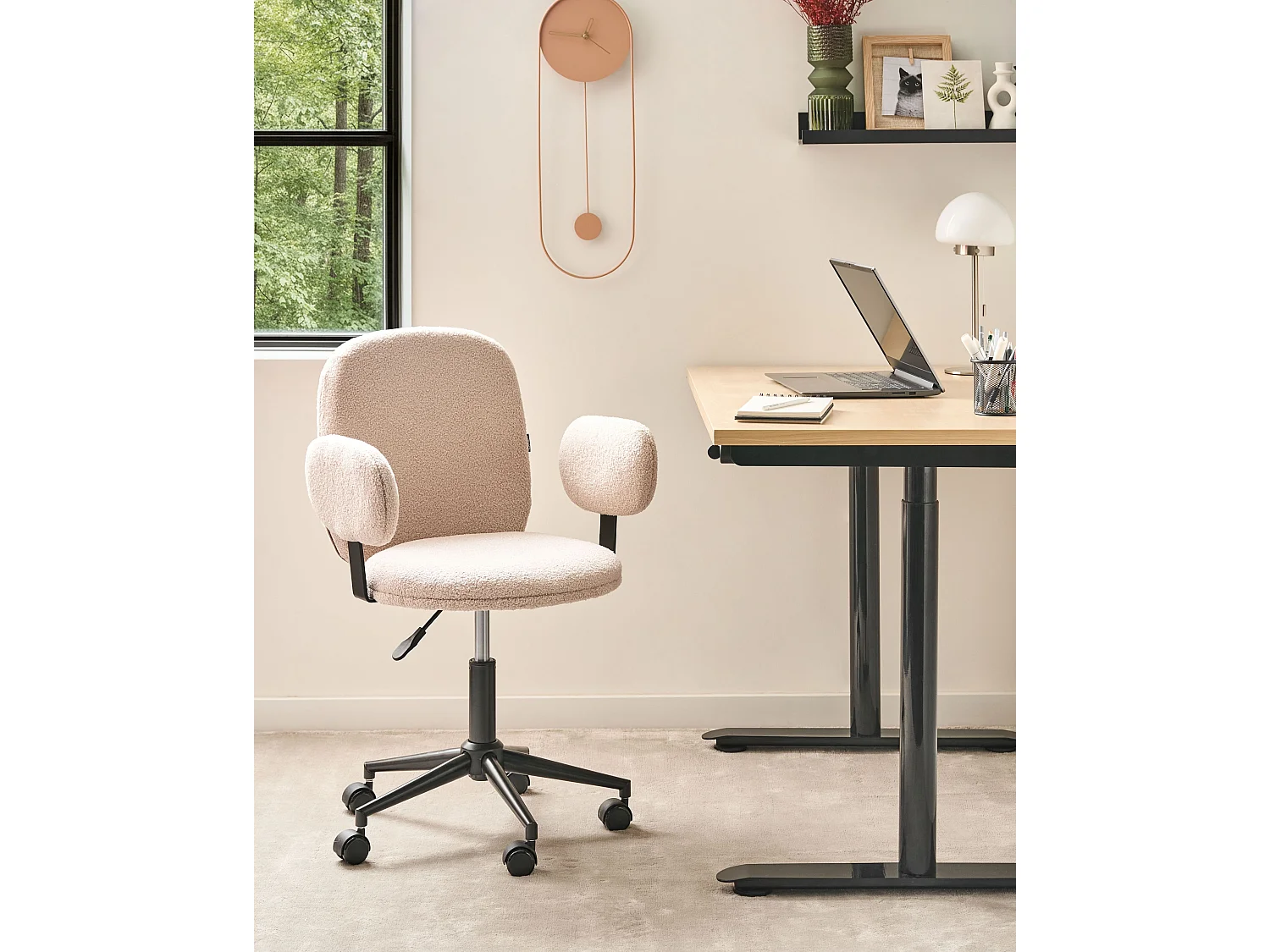 Chaise de bureau MORAGA Bouclé Beige