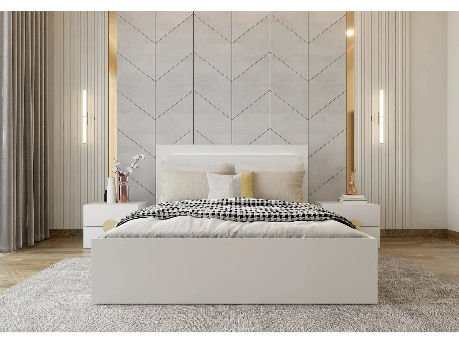 Chambre complète Dastan couleur blanche - 230cm