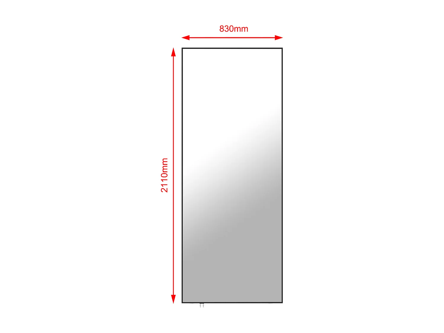 Porte coulissante miroir en aluminium et MDF avec rail invisible - 83 x 210 cm - LADANO