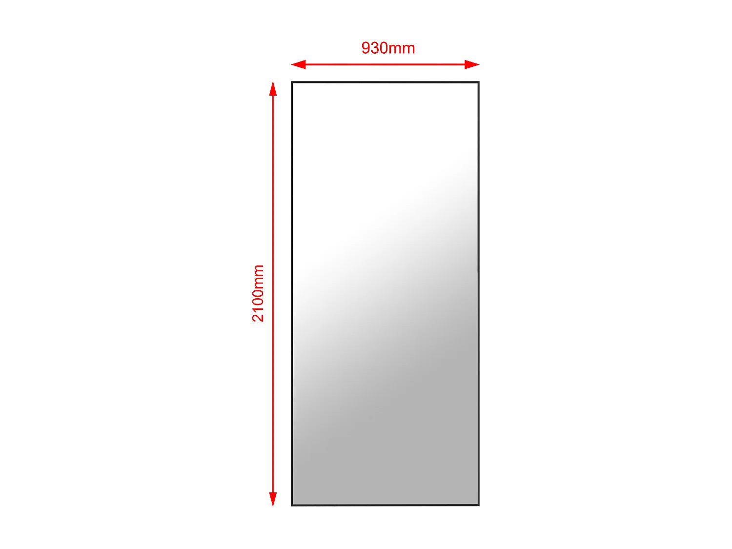 Porte coulissante miroir en aluminium et MDF avec rail invisible - 93 x 210 cm - LADANO