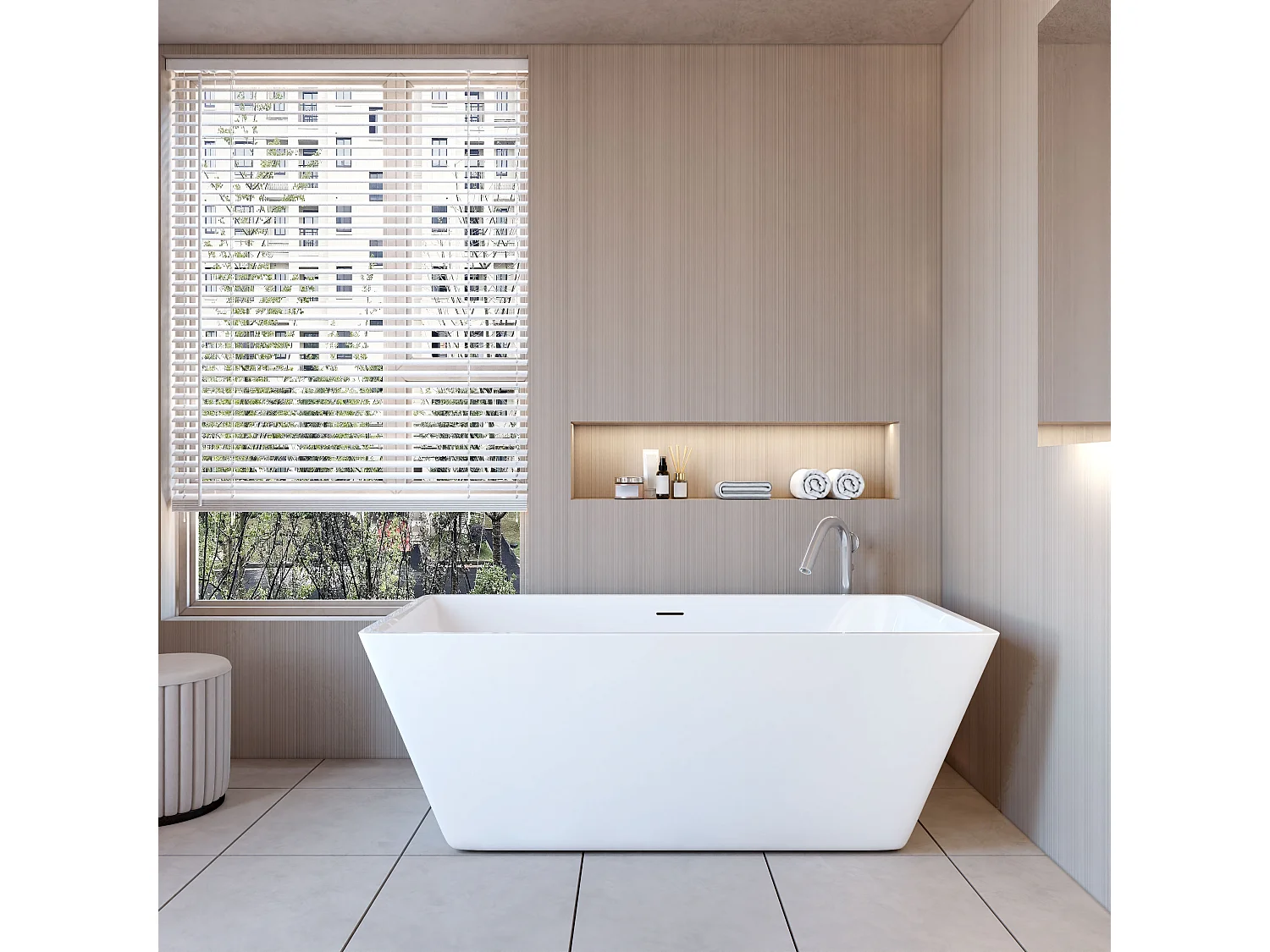 Baignoire îlot design en acrylique - 250L - 150 x 72 x 56cm - Confort ergonomique et élégance moderne - avec Bonde et trop plein