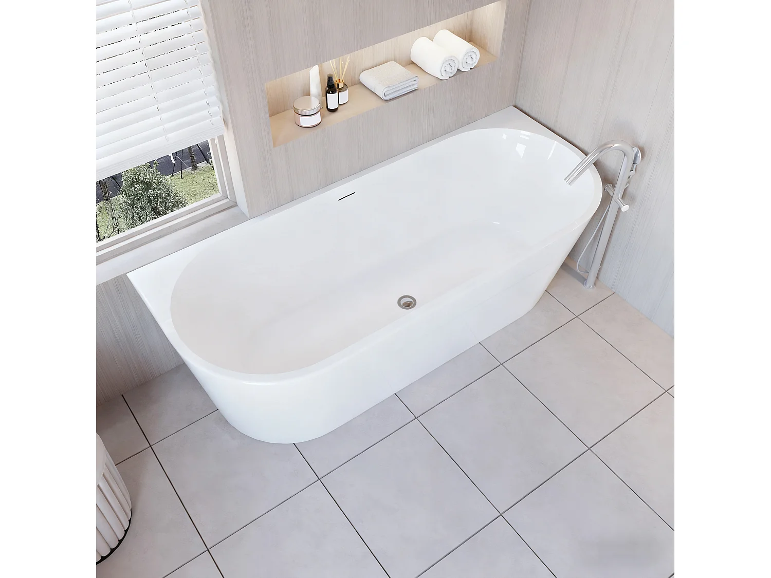 Baignoire d’angle - 310L - 180 x 80 x 60 cm - design en acrylique – Confort optimal et gain de place – Style moderne
