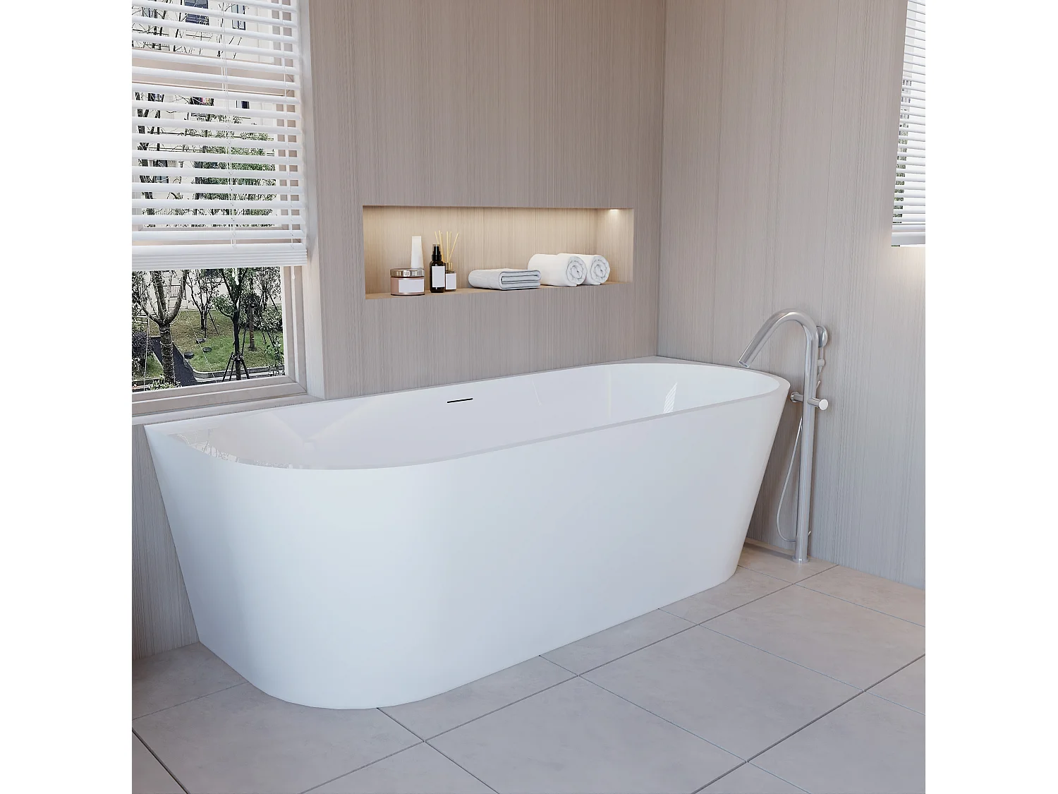 Baignoire d’angle - 310L - 180 x 80 x 60 cm - design en acrylique – Confort optimal et gain de place – Style moderne