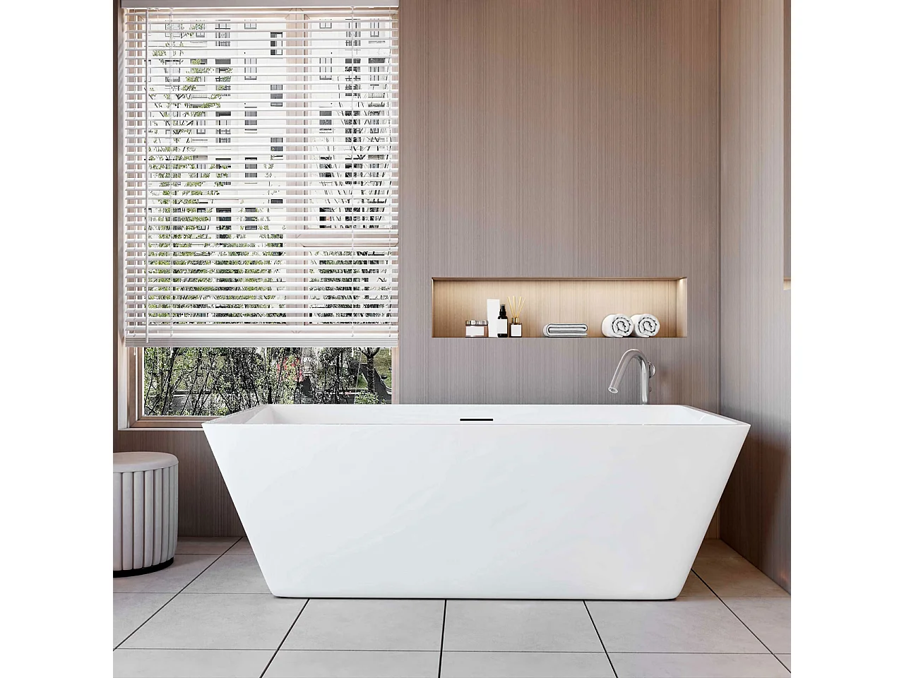 Vasca da Bagno a Isola Vasca da Bagno Freestanding in Acrilico da 150x72x56 cm, Colore Bianco, Forma Rettangolare