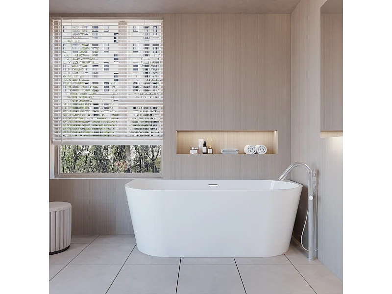 Baignoire d’angle - 280L - 170 x 80 x 60 cm - design en acrylique – Confort optimal et gain de place – Style moderne