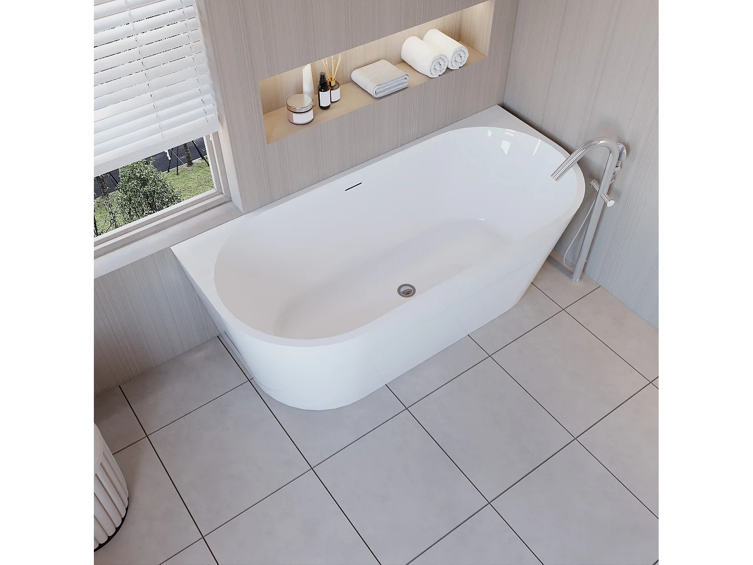 Baignoire d’angle - 280L - 170 x 80 x 60 cm - design en acrylique – Confort optimal et gain de place – Style moderne