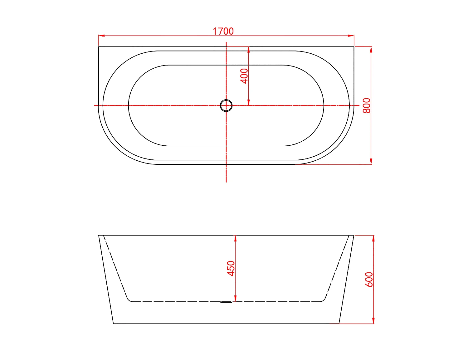 Baignoire d’angle - 280L - 170 x 80 x 60 cm - design en acrylique – Confort optimal et gain de place – Style moderne