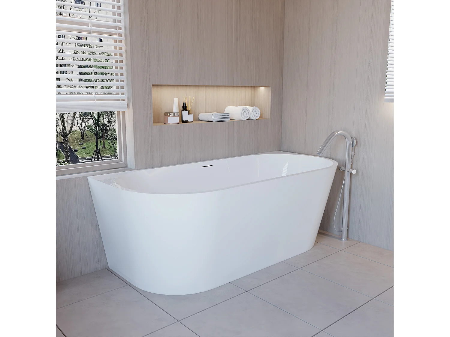 Baignoire d’angle - 280L - 170 x 80 x 60 cm - design en acrylique – Confort optimal et gain de place – Style moderne